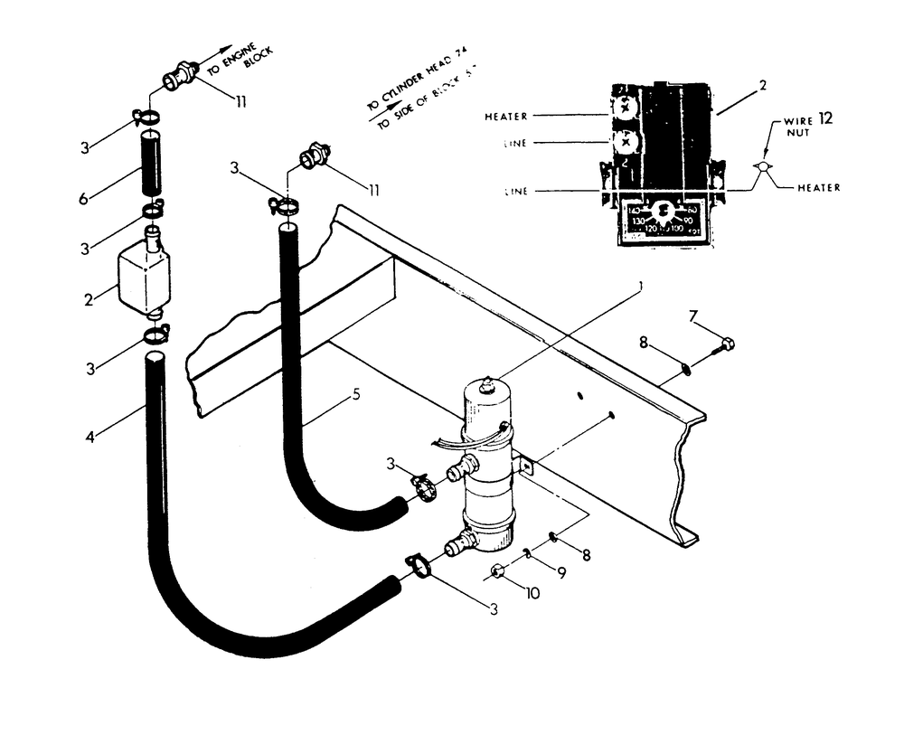 Engine Coolant Heater Diagram and Parts List for 9303-1  Generac Generator