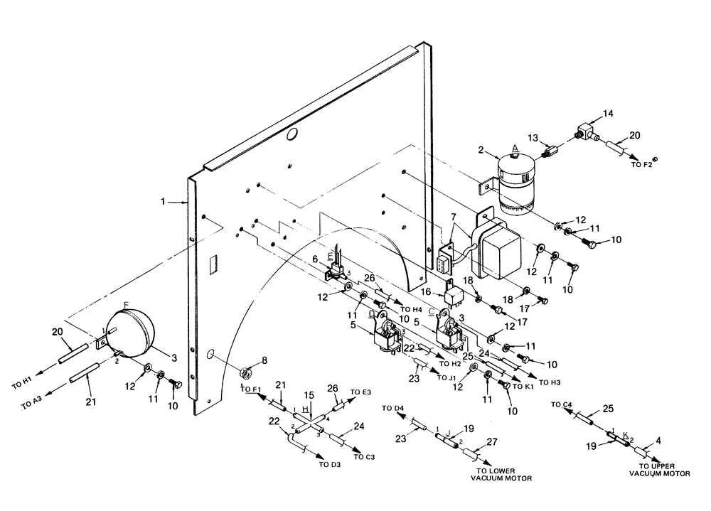 Divider Panel Diagram and Parts List for 1010-B  Generac Welder