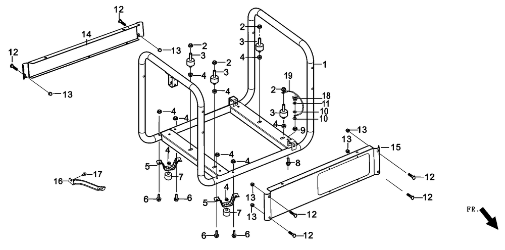Frame Diagram and Parts List for 0059395 (7008470E - 7479864E)(2016) Generac Generator
