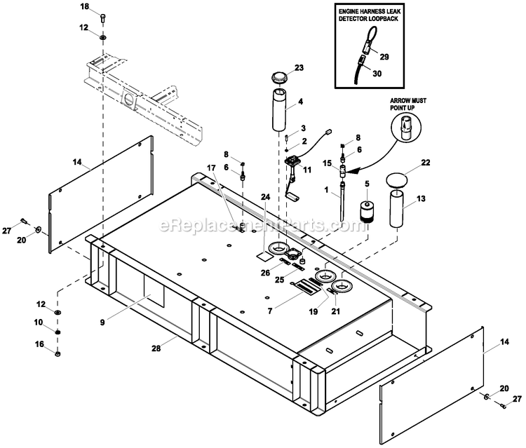 Ev Base Tank D2.3l Sw Int Diagram and Parts List for RD02023JDAS (9225713)(2014) Generac Generator