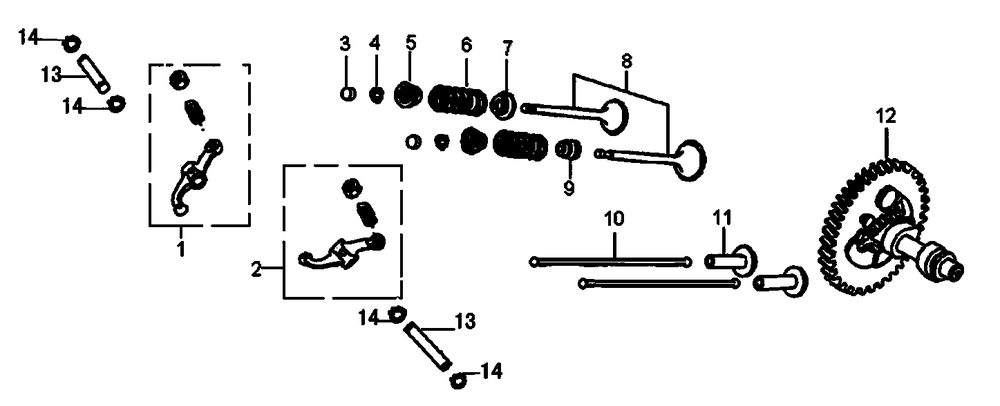 Rocker And Camshaft 1 Diagram and Parts List for 0064260 (7654562A - 7654563A)(2012) Generac Generator