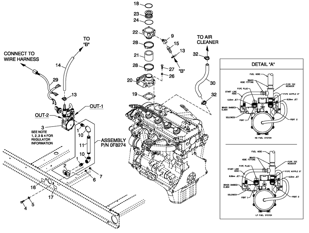 Fuel System 2.4l C2 G2 Diagram and Parts List for 0053160 (2707V24502)(2007) Generac Generator