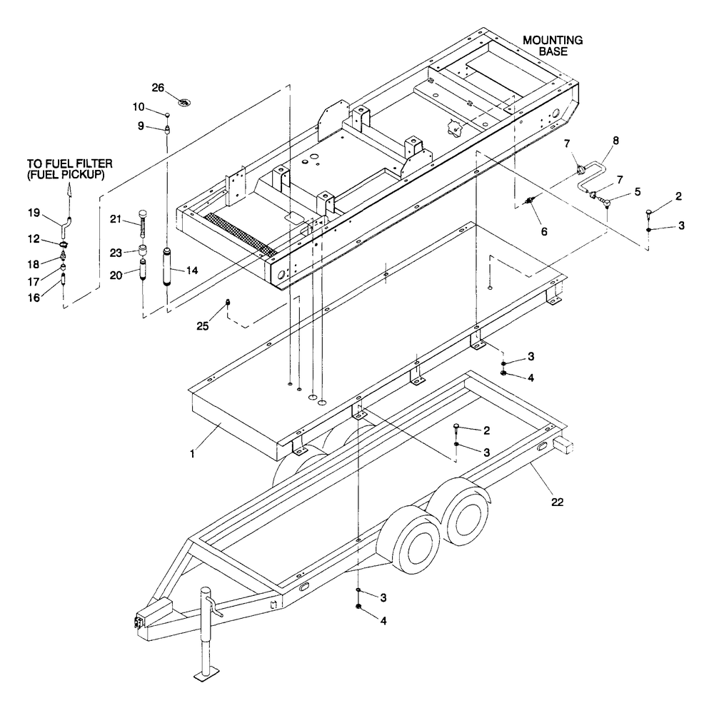 Trailer Diagram and Parts List for 4063-0  Generac Generator