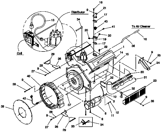 Engine Parts Diagram and Parts List for 0046261 (3622315)(2002) Generac Generator