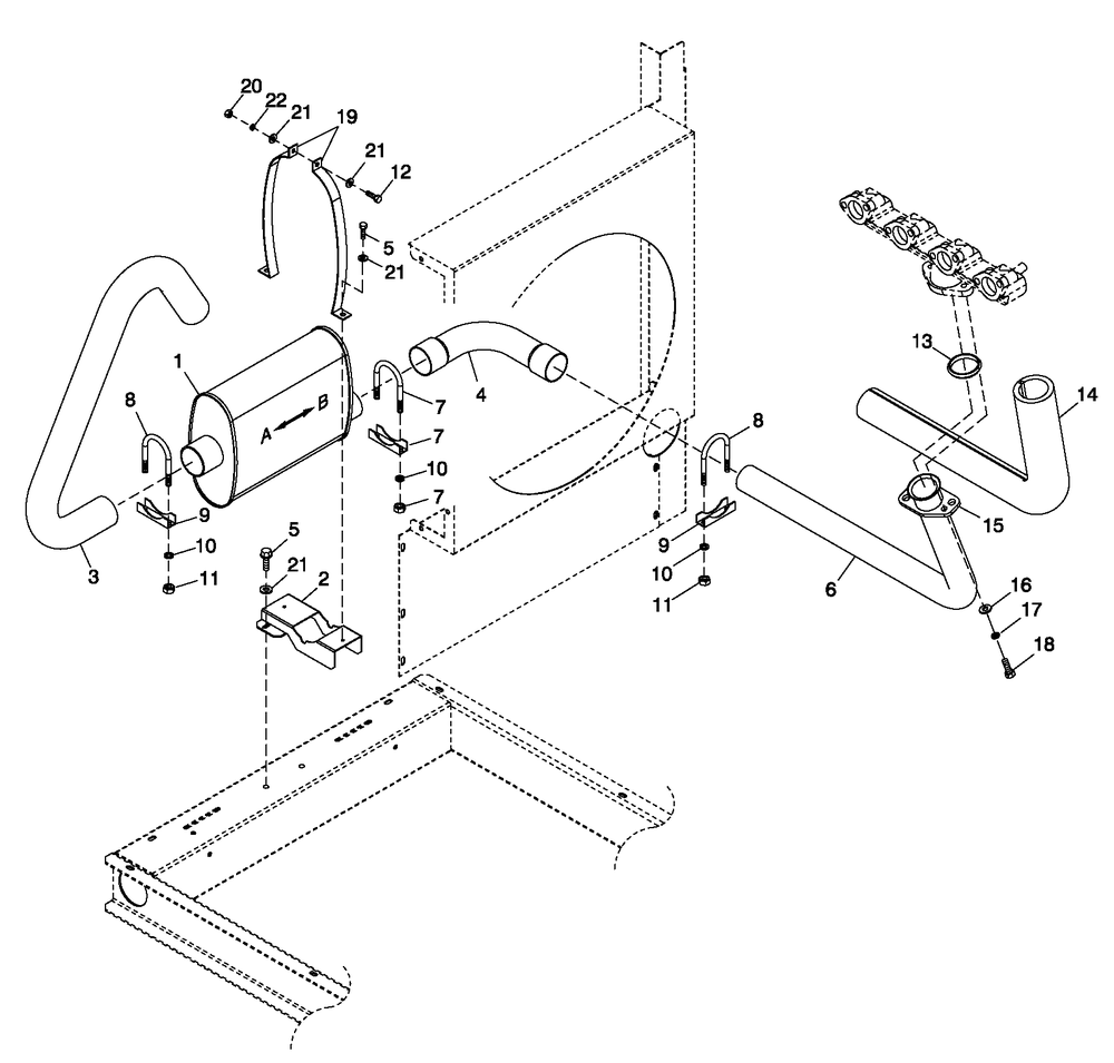 Exhaust System 2.5l C1 Diagram and Parts List for 0052130 (4321570 - 4328805)(2005) Generac Generator