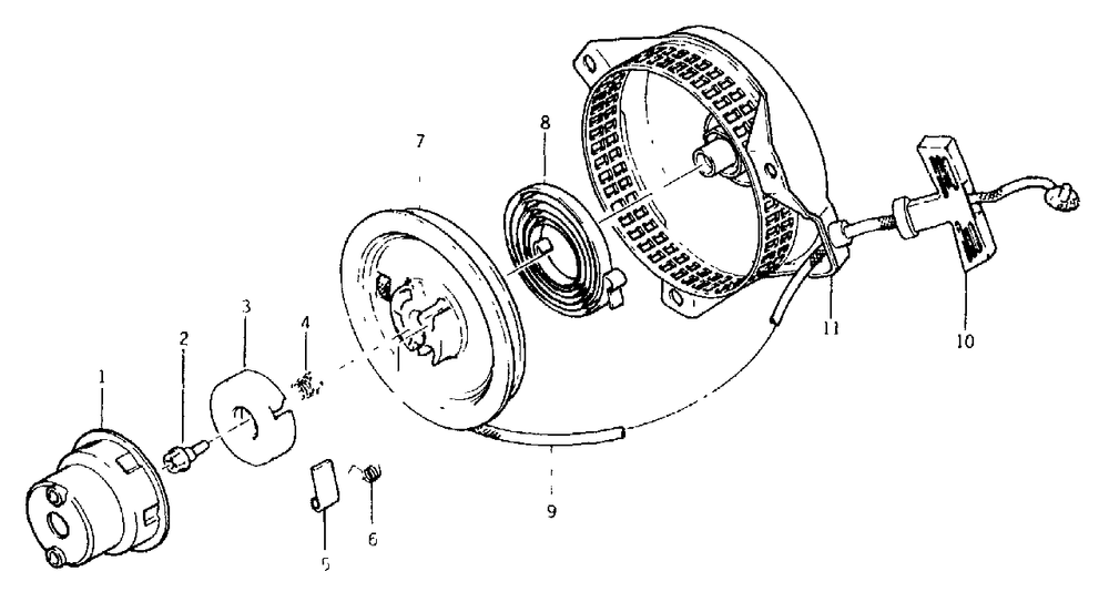 Recoil Starter Diagram and Parts List for S1000 (8838-0)(8838-0) Generac Generator