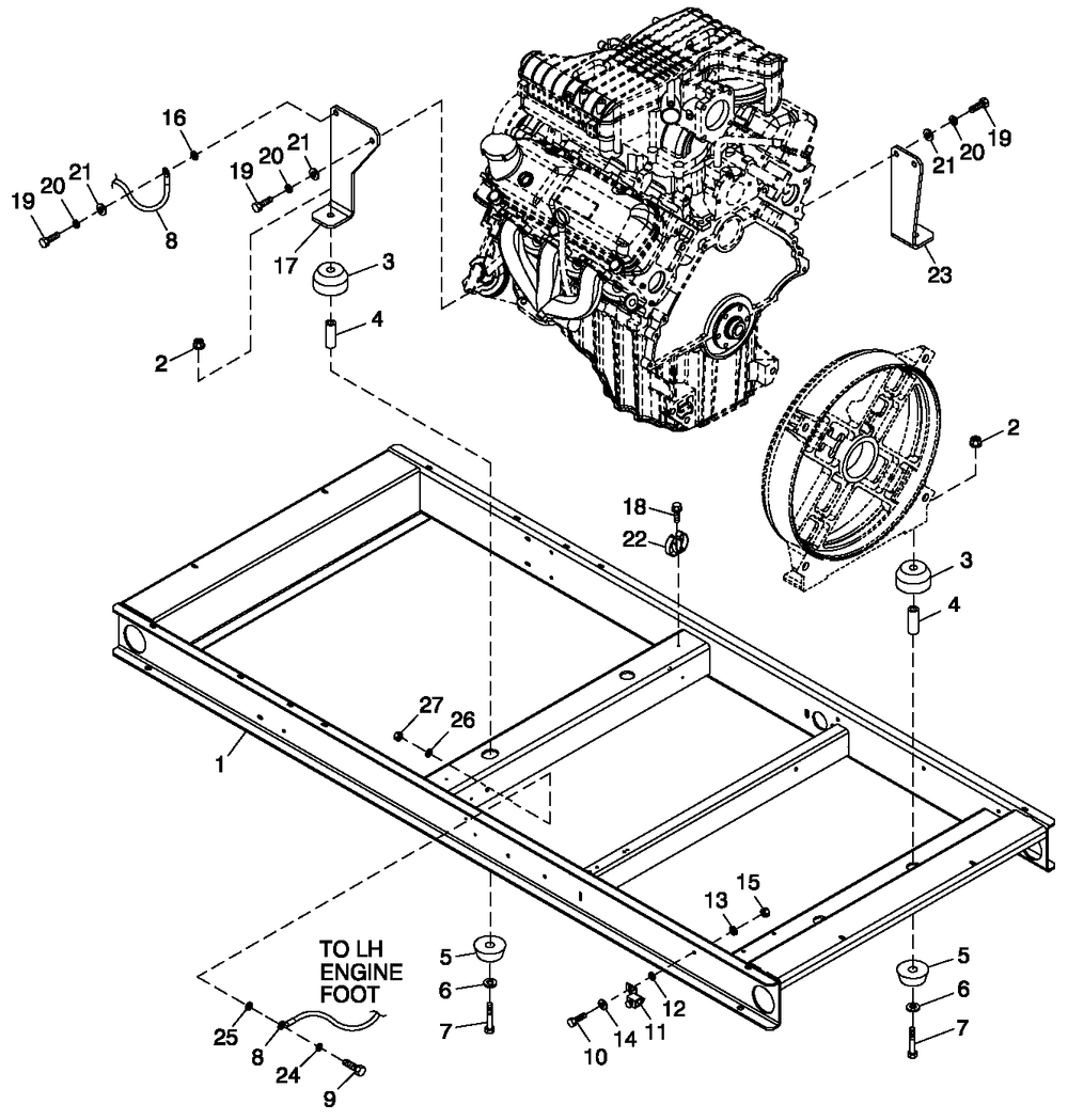 Mounting Base Diagram and Parts List for 0054200 (4868635 - 5101685)(2008) Generac Generator