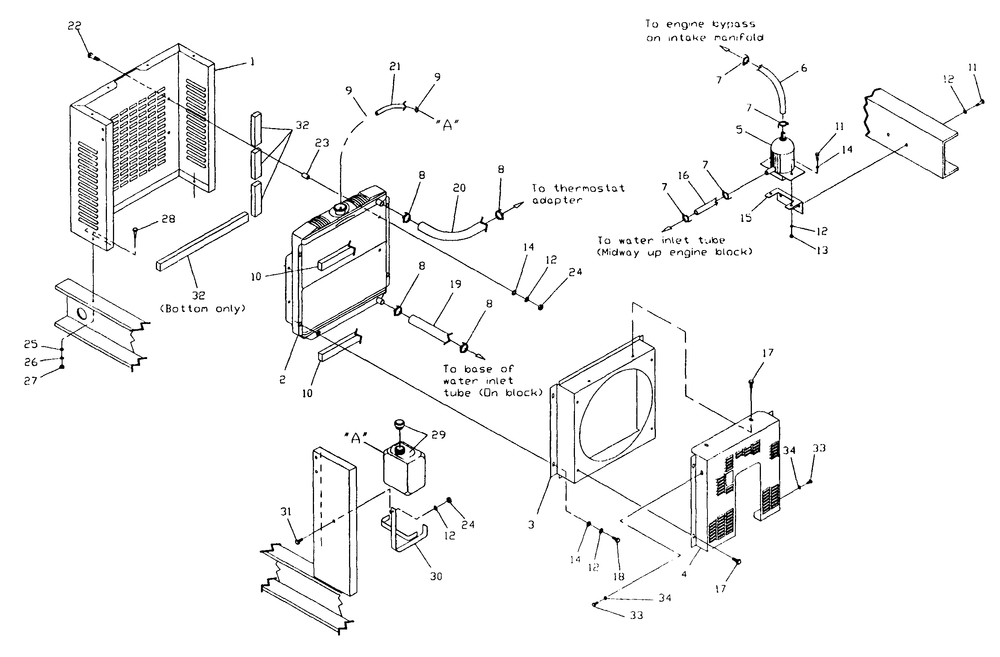 Radiator Diagram and Parts List for 0995-0  Generac Generator