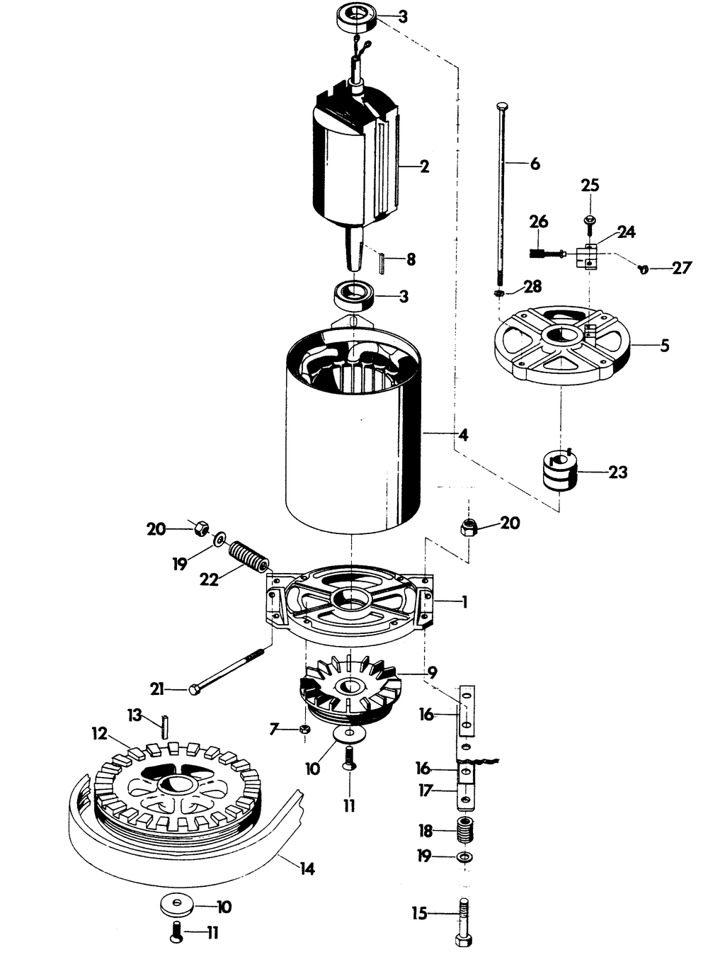 Alternator Diagram and Parts List for 6153-0  Generac Generator