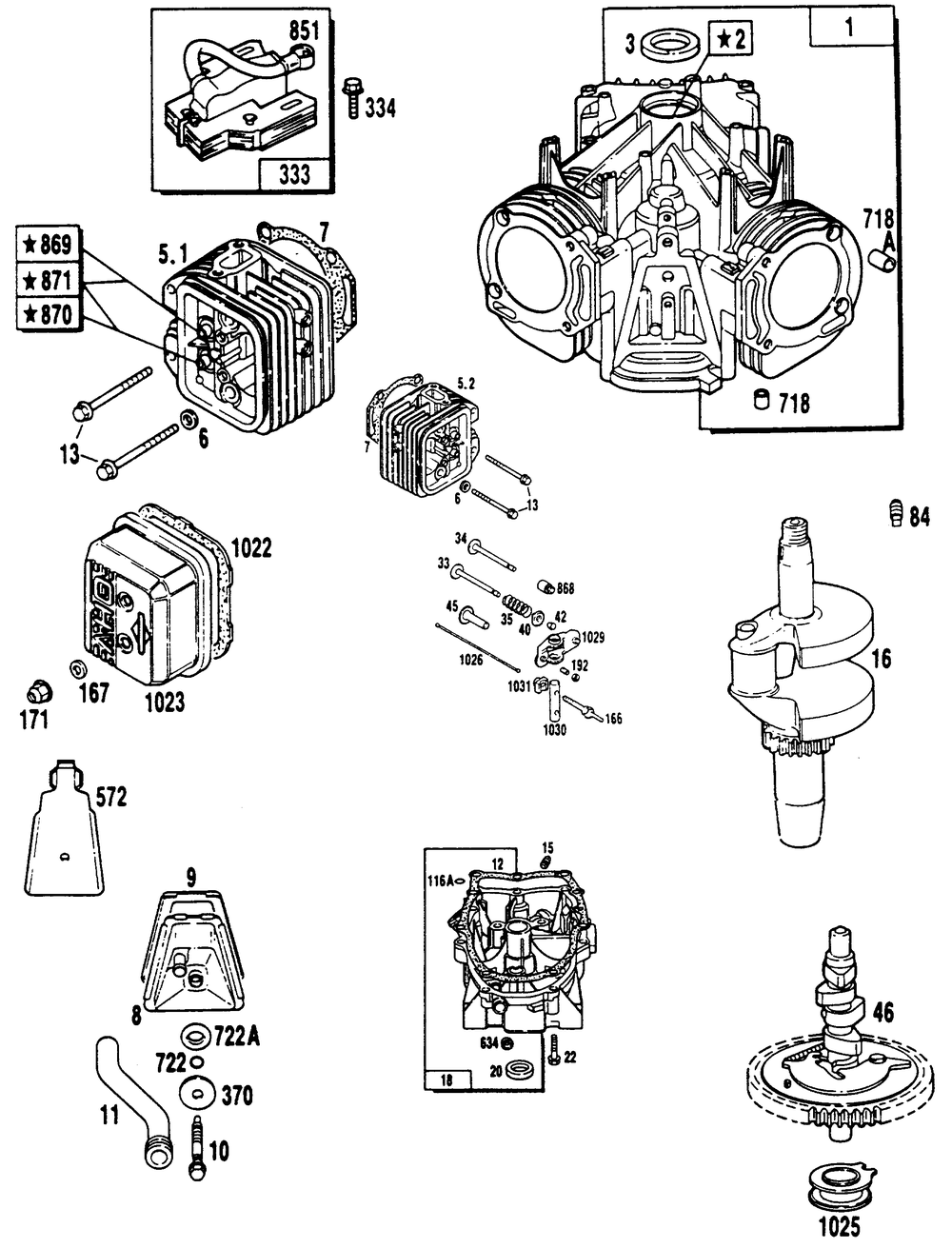"v-Twin" Engine (Part 2) Diagram and Parts List for 9010-0  Generac Generator