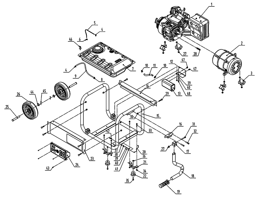 Unit Diagram and Parts List for 0064320 (9246767B - 9838267B)(2015) Generac Generator