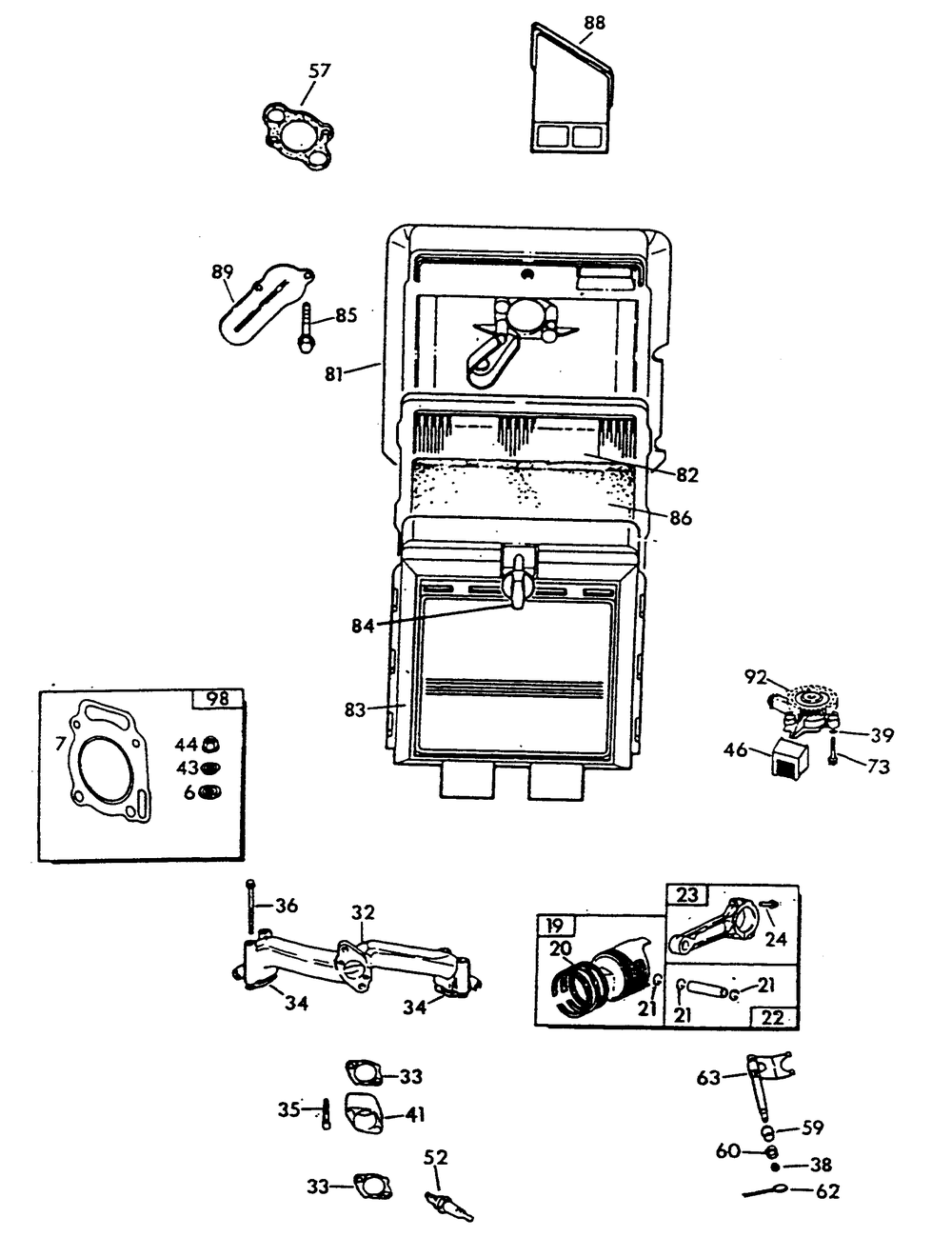 Engine Common Parts 1 Diagram and Parts List for 9600-2  Generac Generator