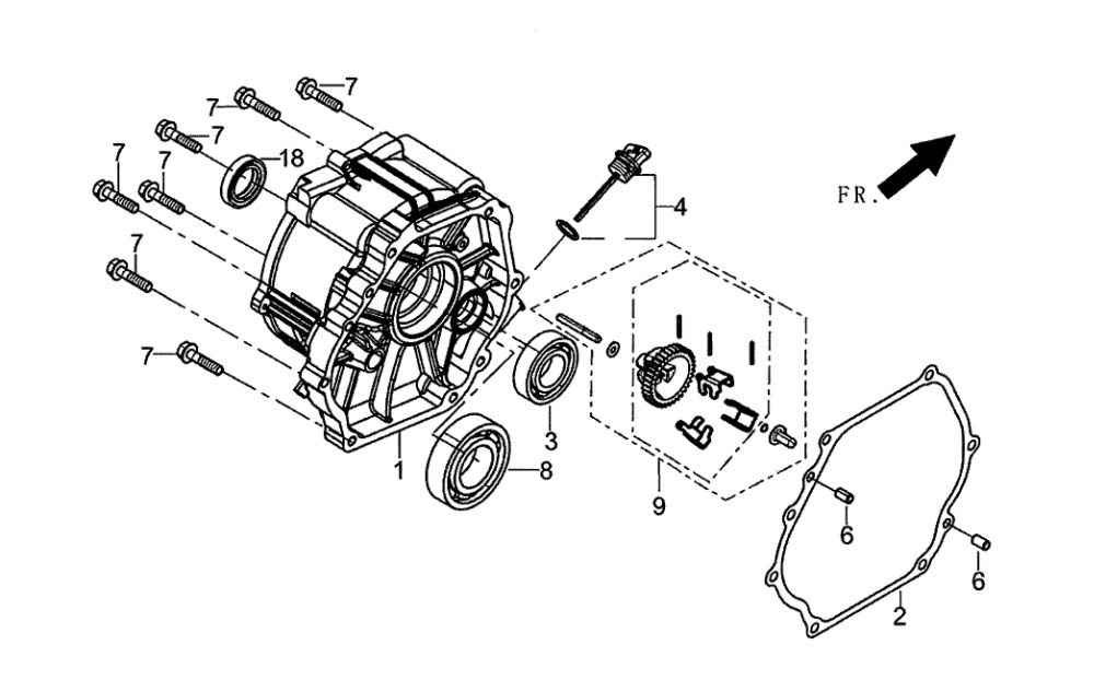 Crankcase Cover/Governor Diagram and Parts List for 005939-5  Generac Generator