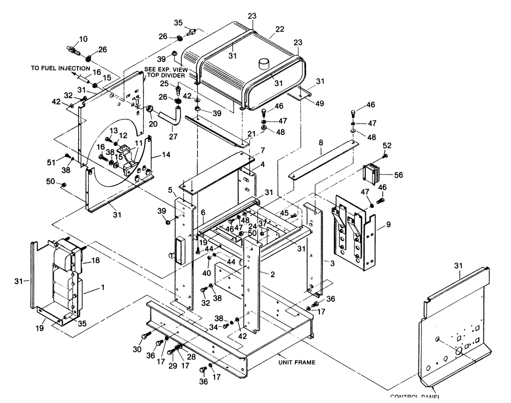 Compartment Diagram and Parts List for 1015-A  Generac Welder