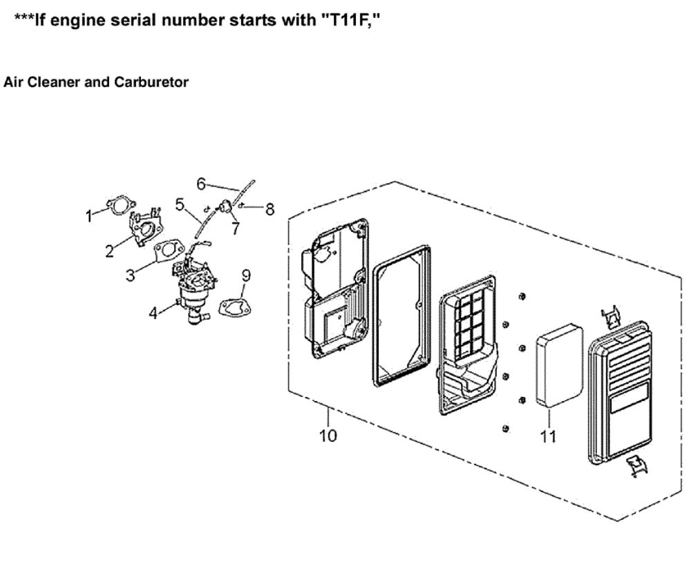 Air Cleaner And Carburetor 1 Diagram and Parts List for 005939-2  Generac Generator