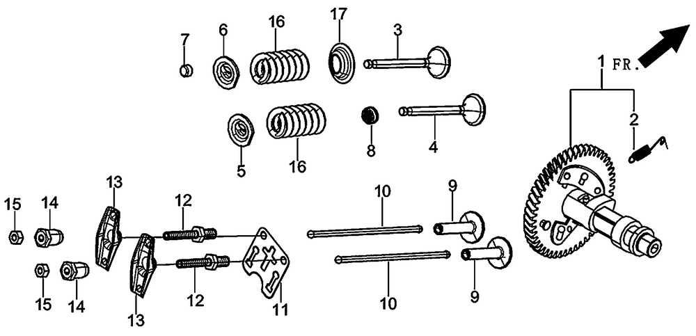 Rocker And Camshaft Diagram and Parts List for 0059395 (7008470E - 7479864E)(2016) Generac Generator