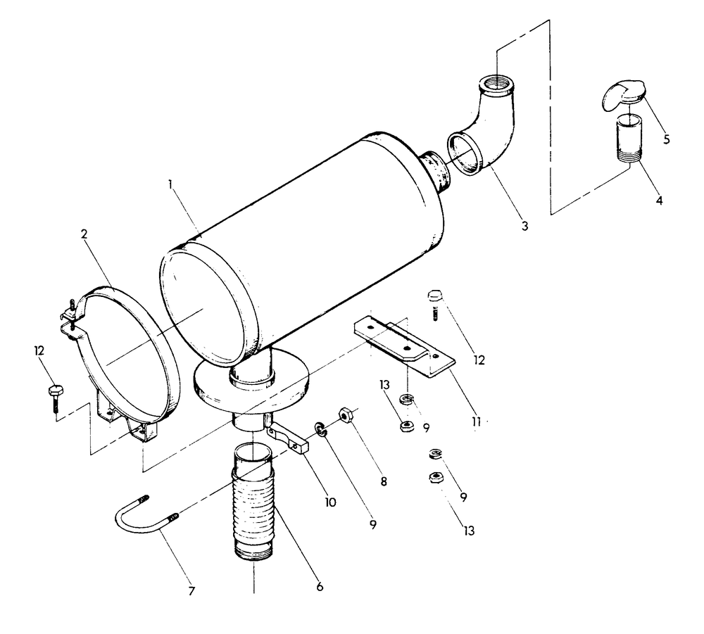 Exhaust Muffler Diagram and Parts List for 9105-2  Generac Generator