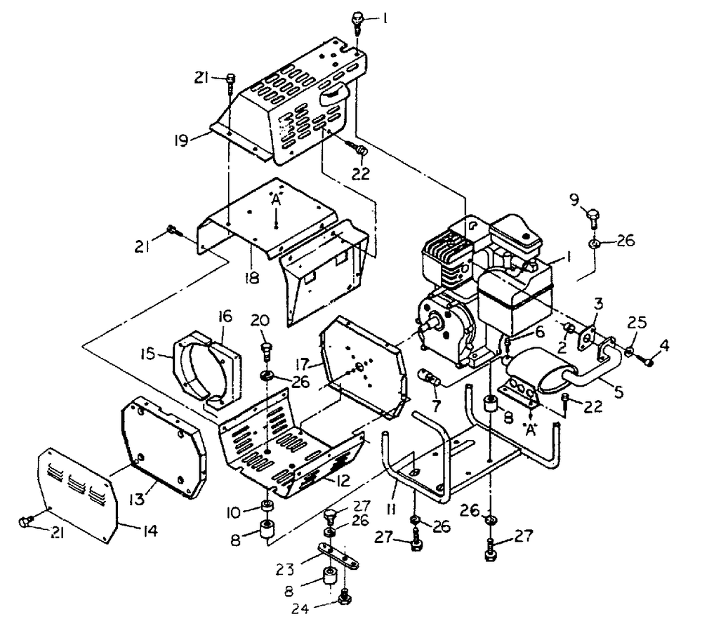 Sheet Metal No. 70613 Diagram and Parts List for H2450 (8750-2)(8750-2) Generac Generator