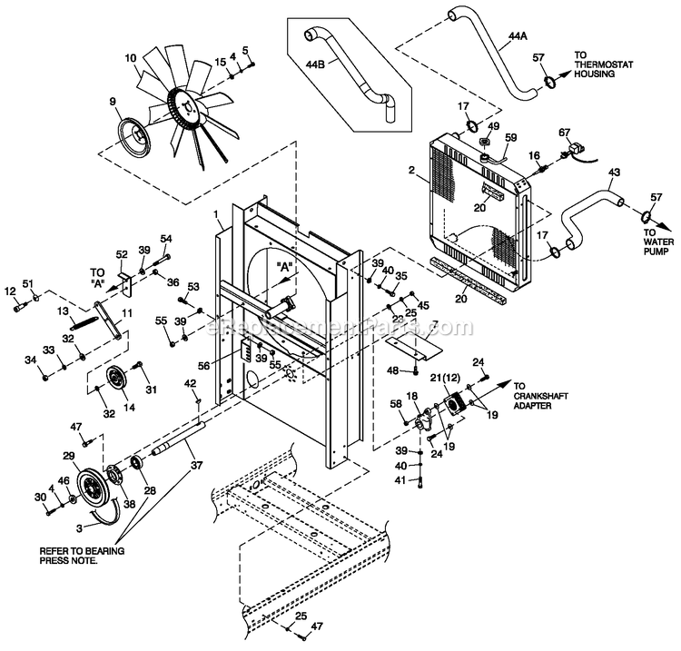 C2 Cooling System And Fan Drive Diagram and Parts List for CT03624JNAN (2009V35519)(2009) Generac Generator