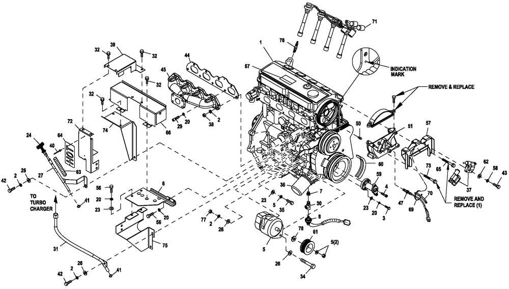 Engine Common Prt 2.4l G2 Turbo 36k 2 Diagram and Parts List for ET03624JNAX (6617283 - 7029174)(2012) Generac Generator