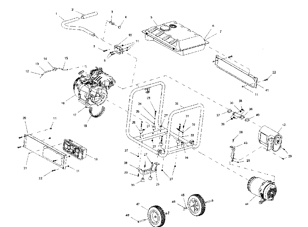 Frame Diagram and Parts List for GP6500E-5941-0  Generac Generator