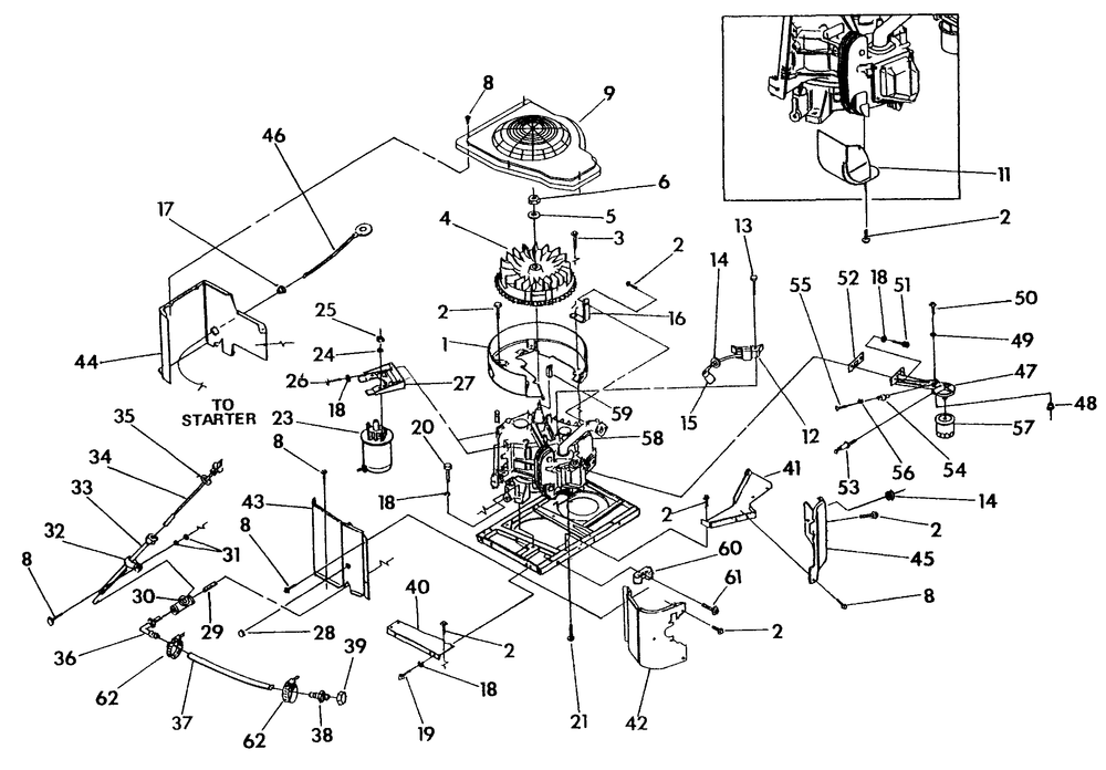 Engine Enclosure Diagram and Parts List for 0919-0 Np-50lpg Generac Generator