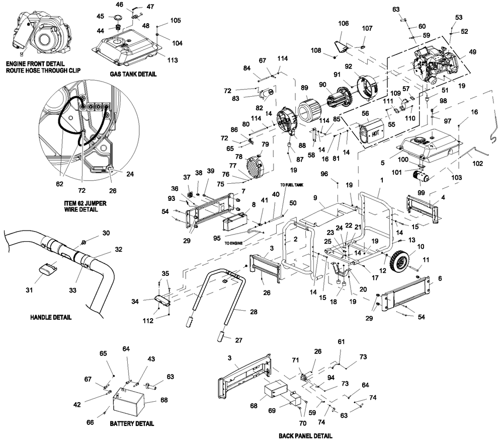 Ev Xg8000es Carb Diagram and Parts List for 0061480 (7141007 - 8192930)(2013) Generac Generator