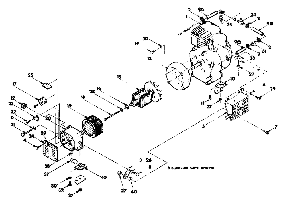 Generator Diagram and Parts List for G3000 (9072-0)(9072-0) Generac Generator