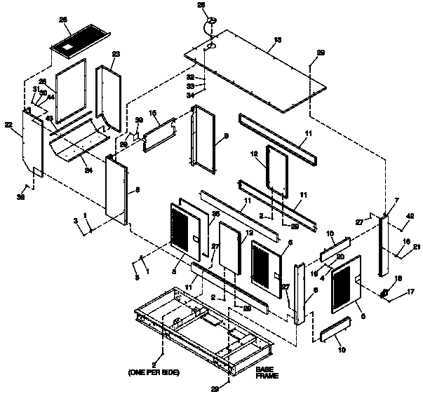 Ev Encl Std 4.3l Diagram and Parts List for 0047490 (3650293 - 3651545)(2002) Generac Generator