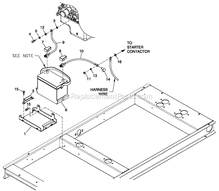 Ev Battery C1 1.6l Diagram and Parts List for QT02016GNSN (5059275)(2008) Generac Generator