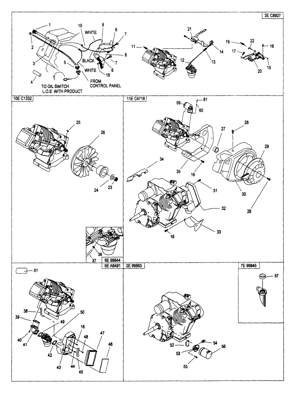 Engine (Part 1) Diagram and Parts List for 4276-0  Generac Generator