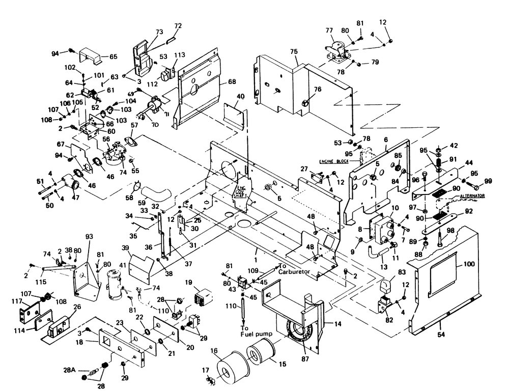 Engine Shrouding Diagram and Parts List for 6246-6  Generac Generator