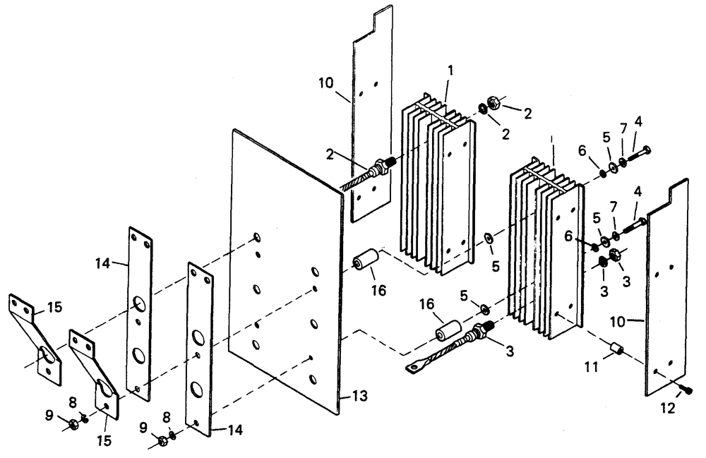 Diode Plate Assembly Diagram and Parts List for 6962-4  Generac Welder