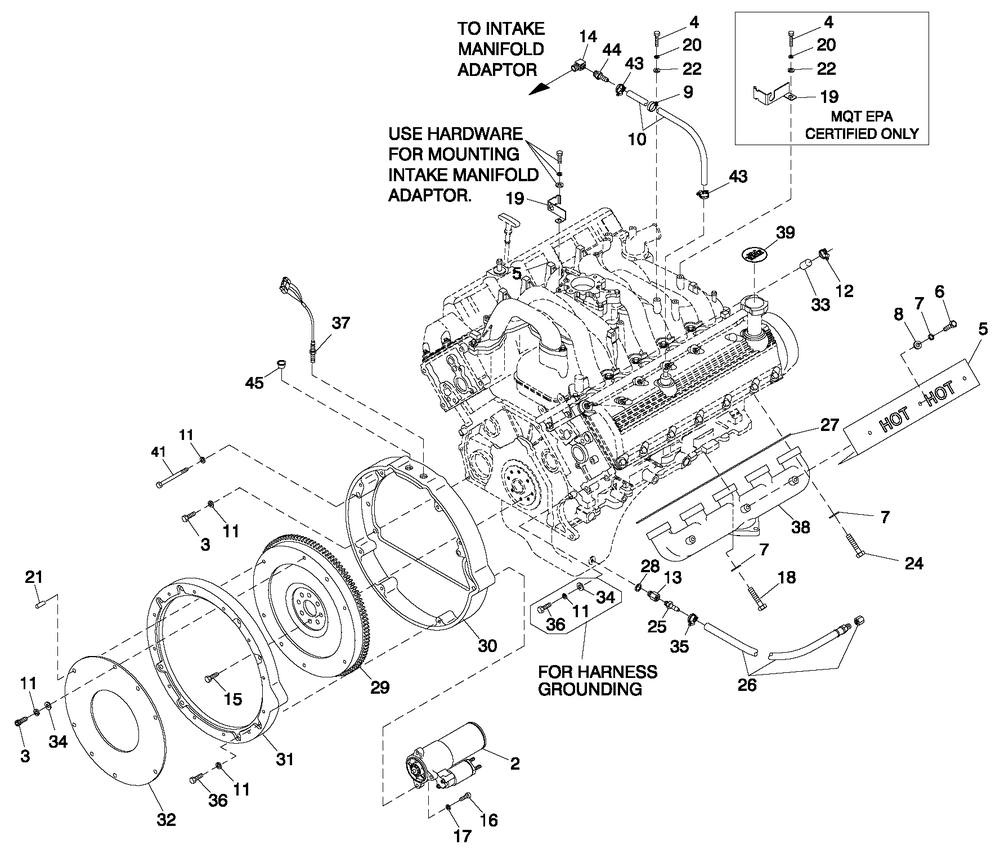 Engine Common Parts R/H Side 6.8l G/B Cpl Diagram and Parts List for QT13068AVAN (4265277)(2005) Generac Generator