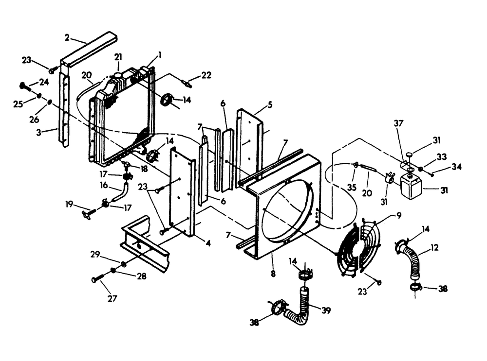Radiator Diagram and Parts List for 9300-4  Generac Generator