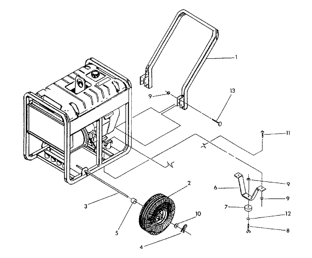 Wheel Kit Diagram and Parts List for GN11003E (0496-0)(0496-0) Generac Generator