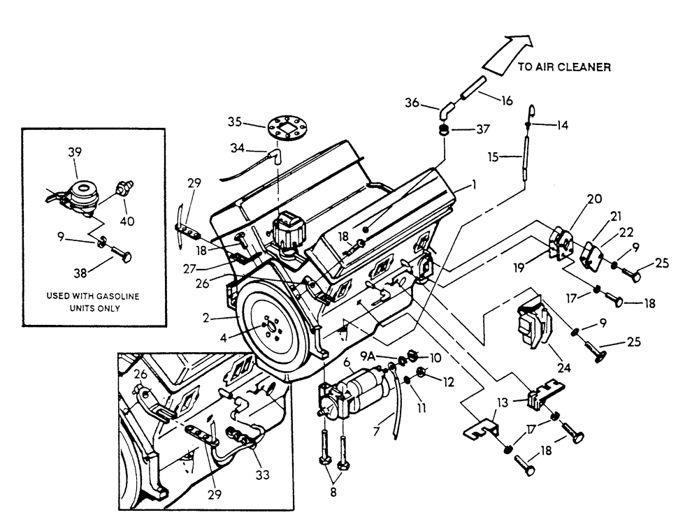 Engine Parts (Part 1) Diagram and Parts List for 9301-2  Generac Generator