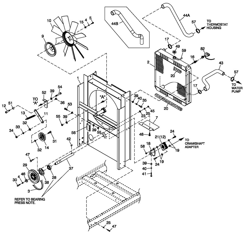 C2 Cooling System And Fan Drive Diagram and Parts List for 0056090 (5246790)(2008) Generac Generator