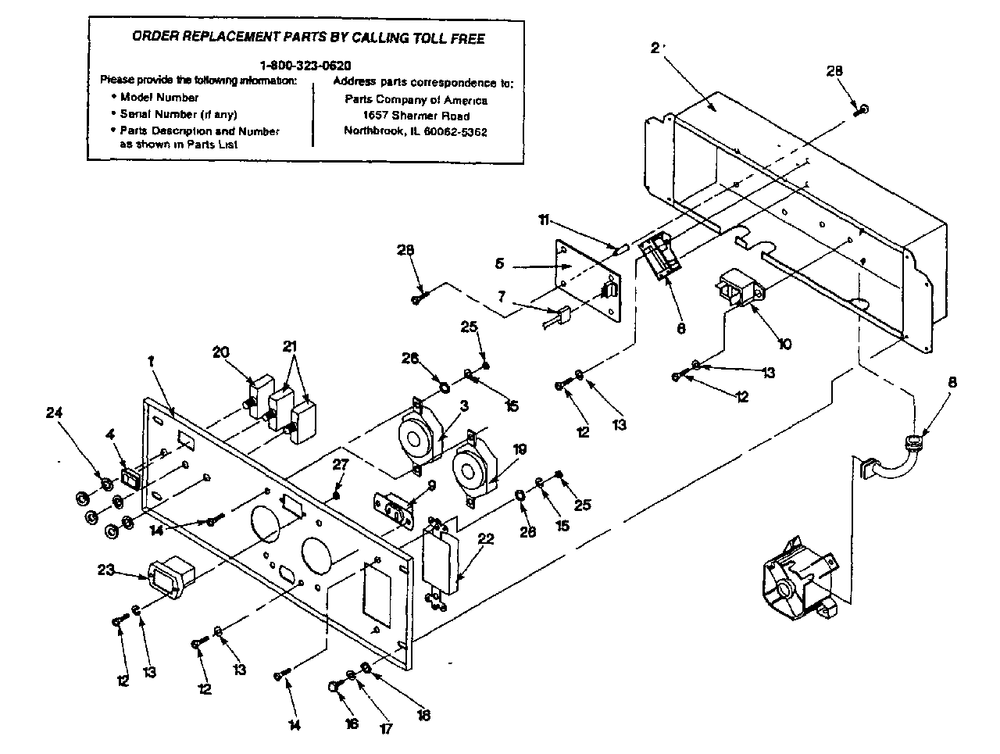 Control Panel (10/95) Diagram and Parts List for 3W953 (9540-0)(9540-0) Generac Generator