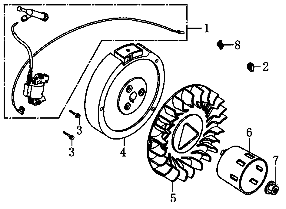 Flywheel Diagram and Parts List for 0059451 (7442620A - 8094139A)(2013) Generac Generator