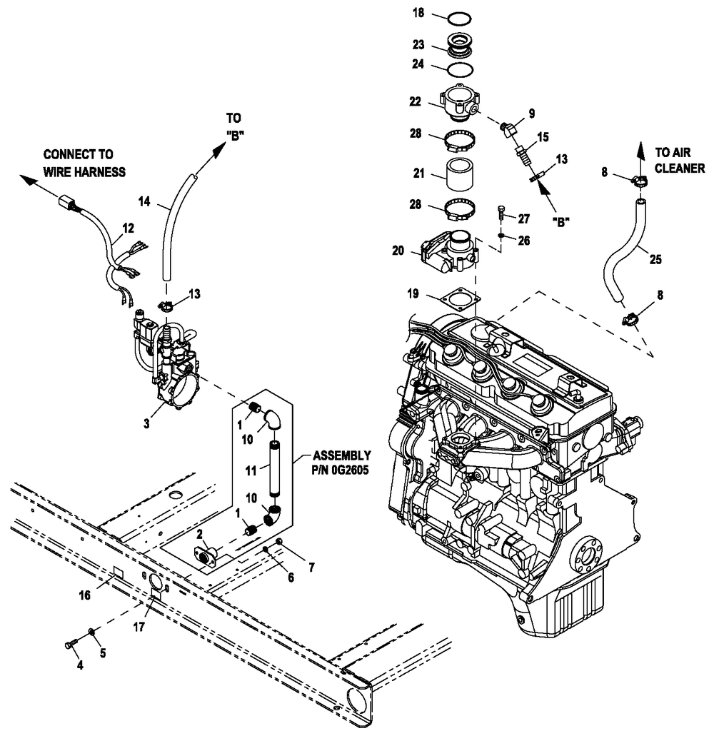 Fuel System 2.4l 45kw Emsn Diagram and Parts List for ET04524GNSC (6477884 - 6633227)(2011) Generac Generator