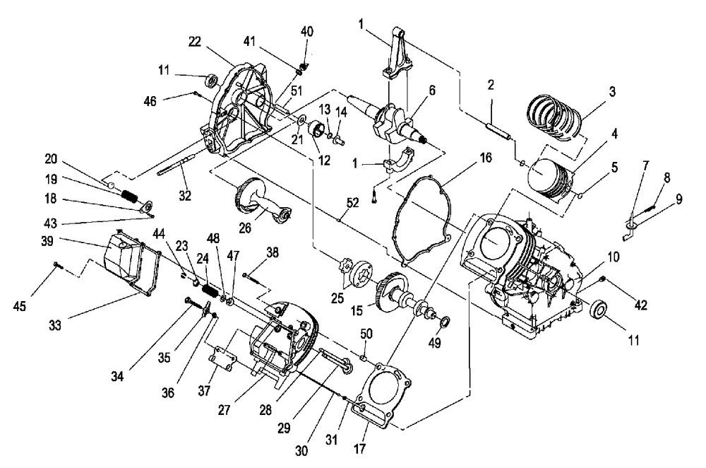 Long Block Repair Parts (0g9810) Diagram and Parts List for GP7000 (5342683 - 6039870)(2010) Generac Generator