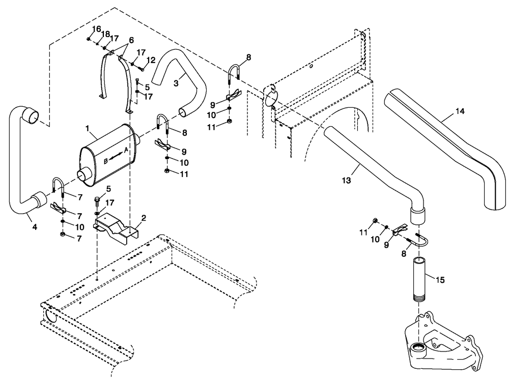 Exhaust System Diagram and Parts List for QT02015ANAN (4299342 - 4407867)(2006) Generac Generator
