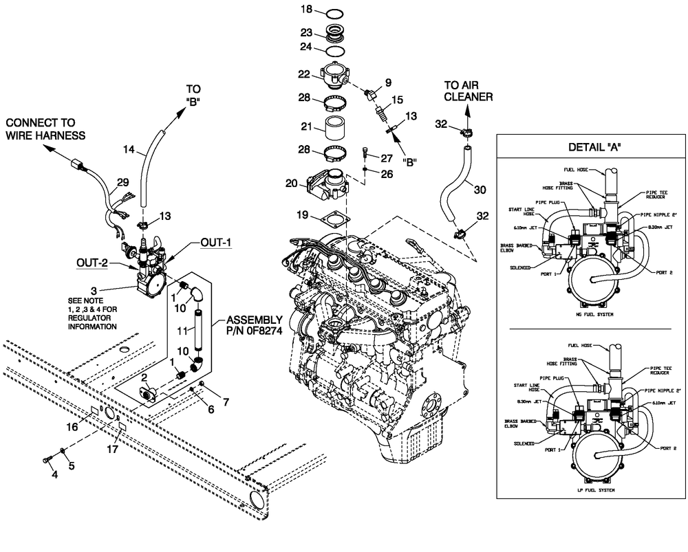 Fuel System 2.4l C2 G2 Diagram and Parts List for QT04524AVSN (4361366 - 4407203)(2006) Generac Generator