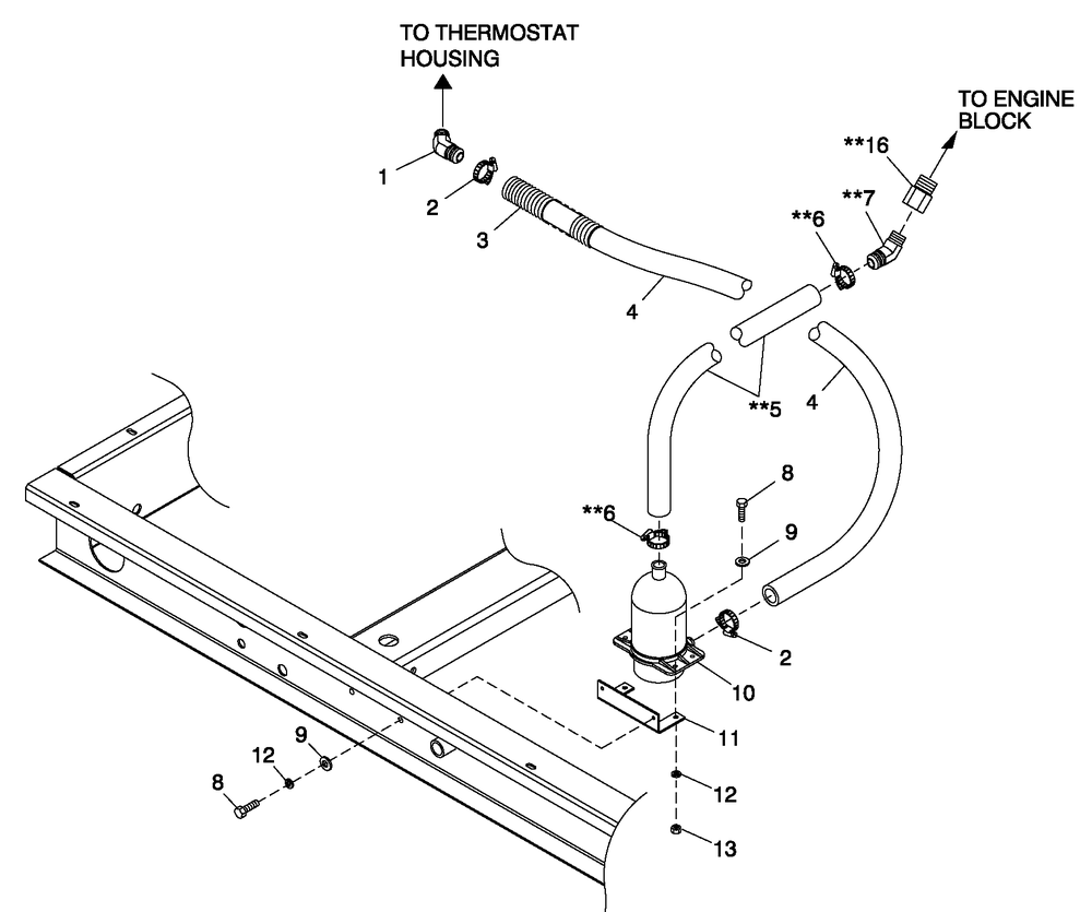 Ev Engine Coolant Blkhtr 4.3l Diagram and Parts List for 0043736 (3704503)(2003) Generac Generator