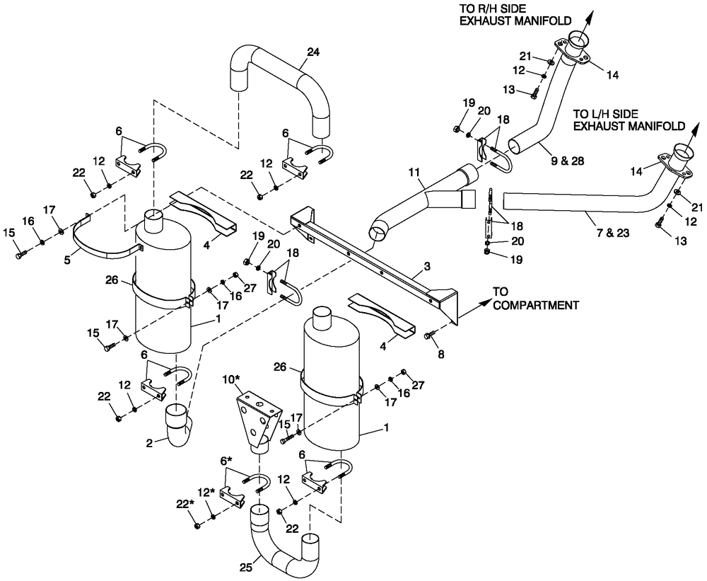 Ev Muffler Exh 4.2l G3 Cpl Diagram and Parts List for ET04842JNAX (5959519 - 6736175)(2011) Generac Generator