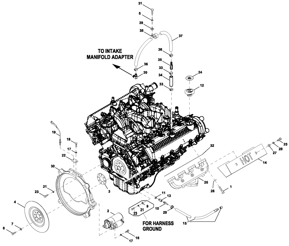 Ev Engine Common Parts 5.4l Cpl R/H Diagram and Parts List for 0055992 (7000001)(2012) Generac Generator