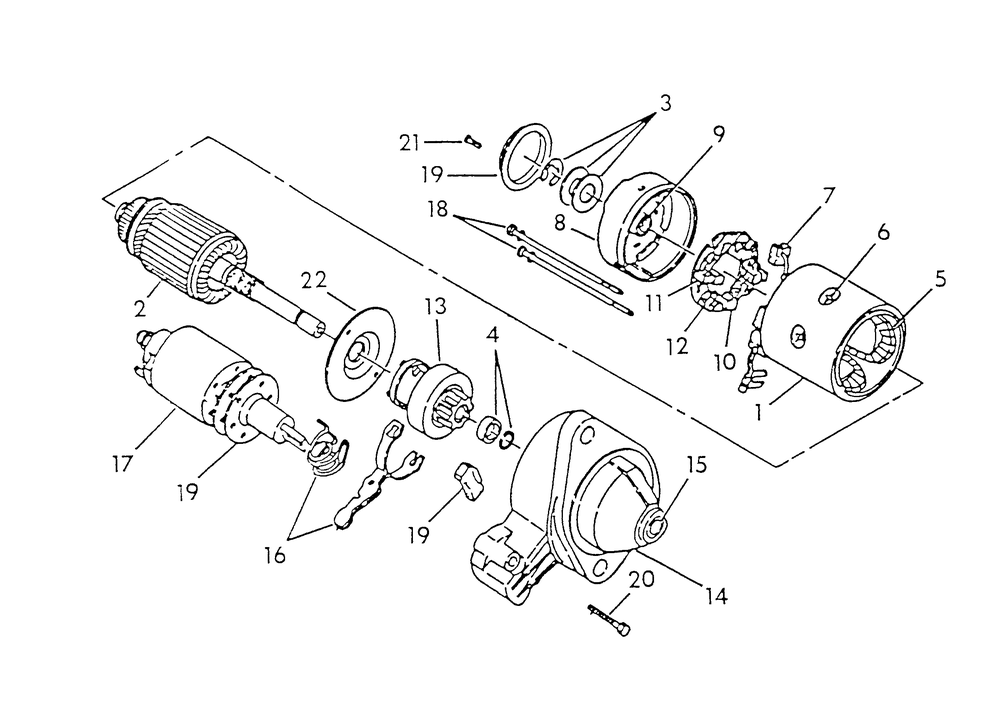 Exploded View - Starter Motor Diagram and Parts List for 9422-0  Generac Generator
