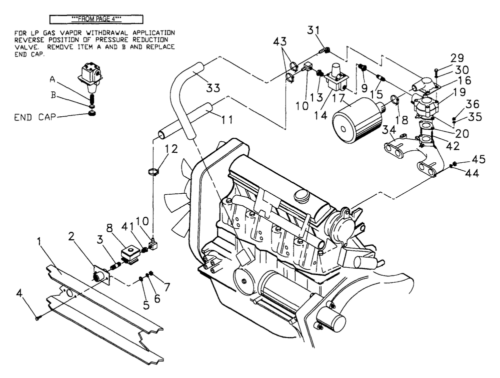 Natural Gas Fuel System Diagram and Parts List for 0845-1  Generac Generator