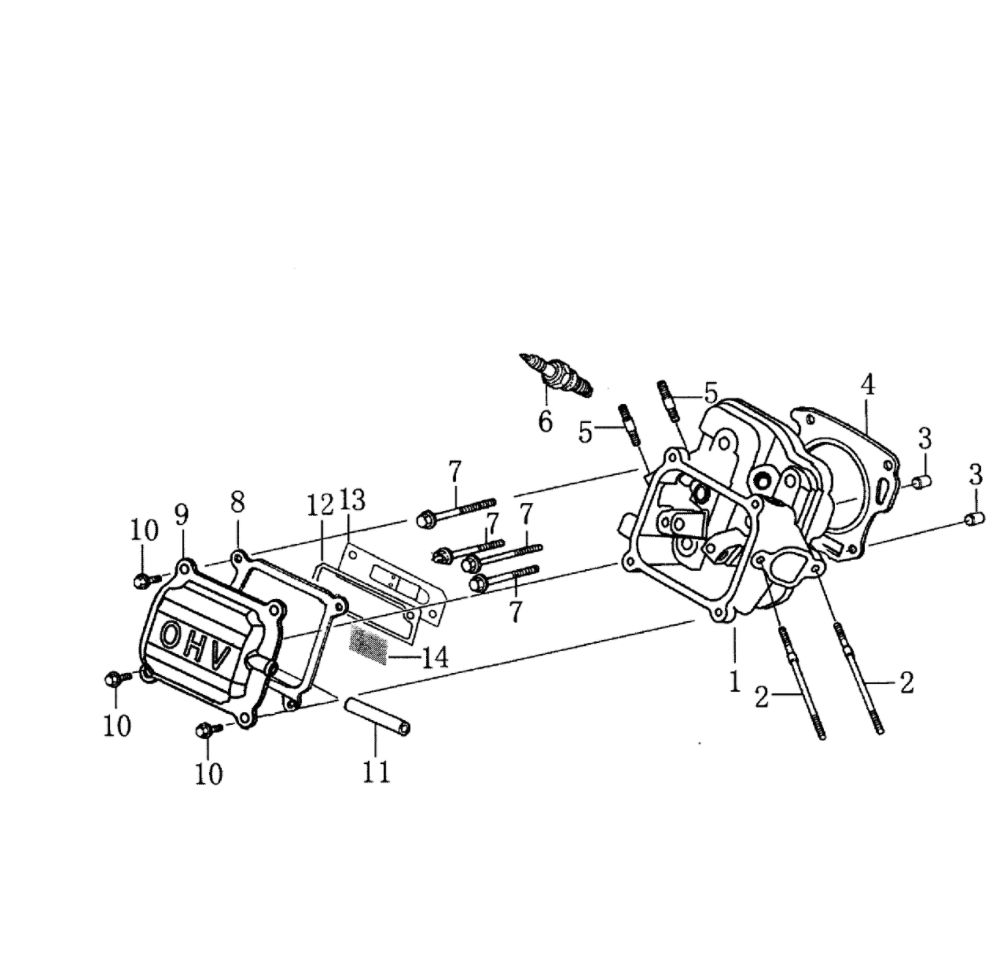 Cylinder Head Diagram and Parts List for 006023-0  Generac Pressure Washer